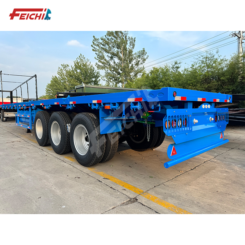 feichi 4-axle flatbed trucks for long-distance transport Gooseneck transport containers   