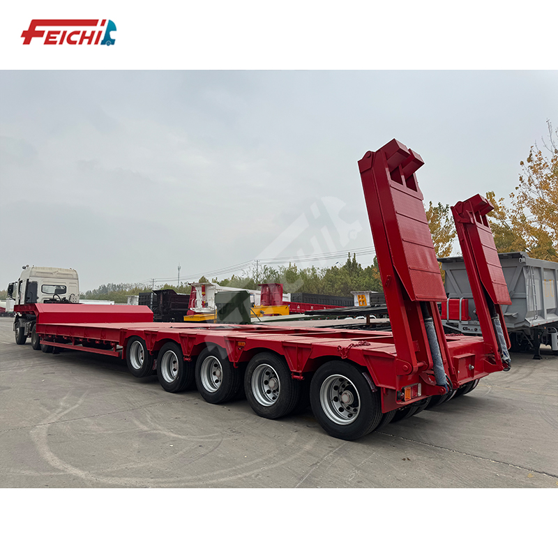 5-line 10-axle heavy duty low flatbed semi-trailer  transport 120 tons machinery equipment hydraulic