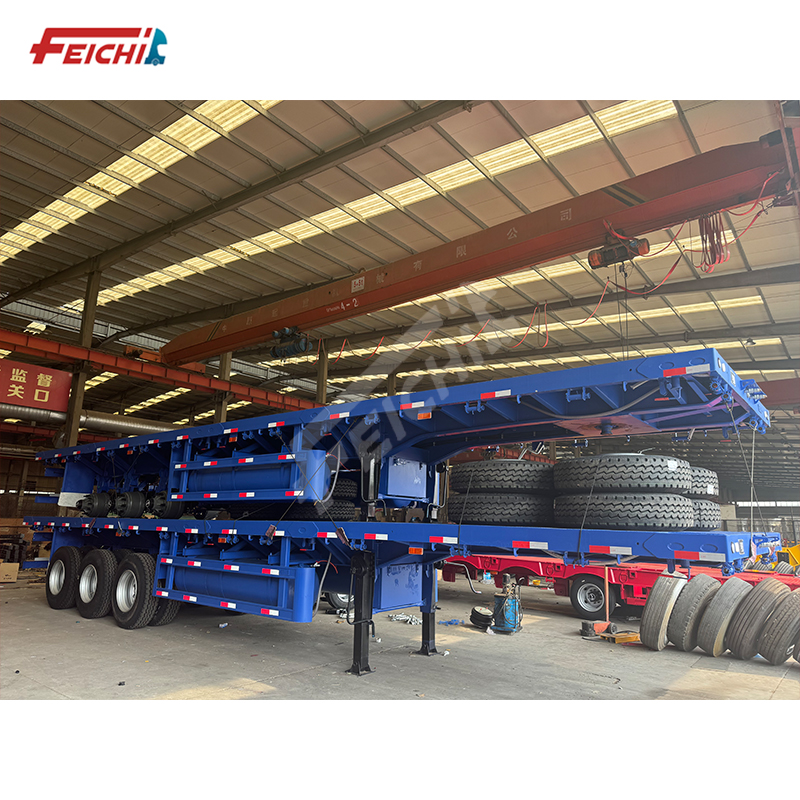 Tri-Axle Flatbed Semi-Trailer with Conta