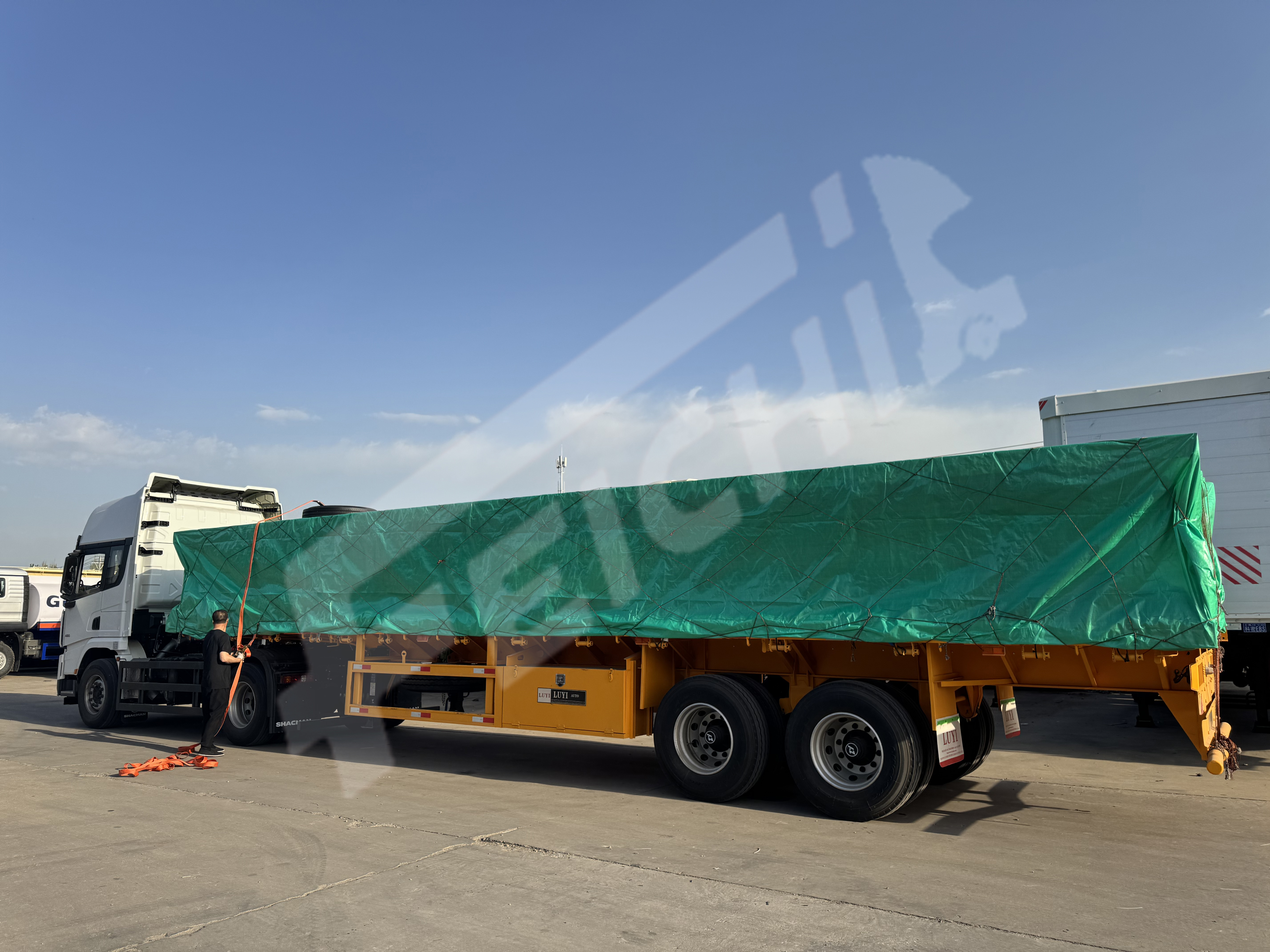 2 Axle Flatbed Semi Trailer wi