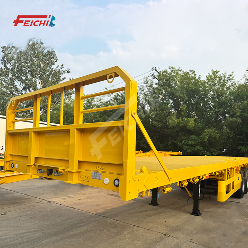 4 Axle Transport 45ft Container Flatbed Semi-trailer with Front Board Steel Flatbed Truck Trailer