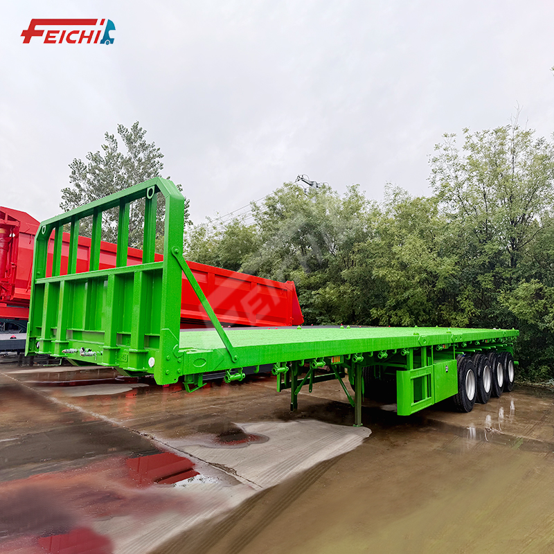 Customized 4 Axles Flatbed Semi-trailers Transport 20ft 40ft 45ft Container Flatbed Cargo Semi Trail