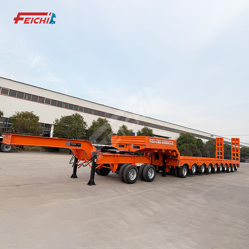 Heavy 10-Axle Low Bed Trailer with Dolly for Excavator Transport Lowboy Lowbed Semi Trailer