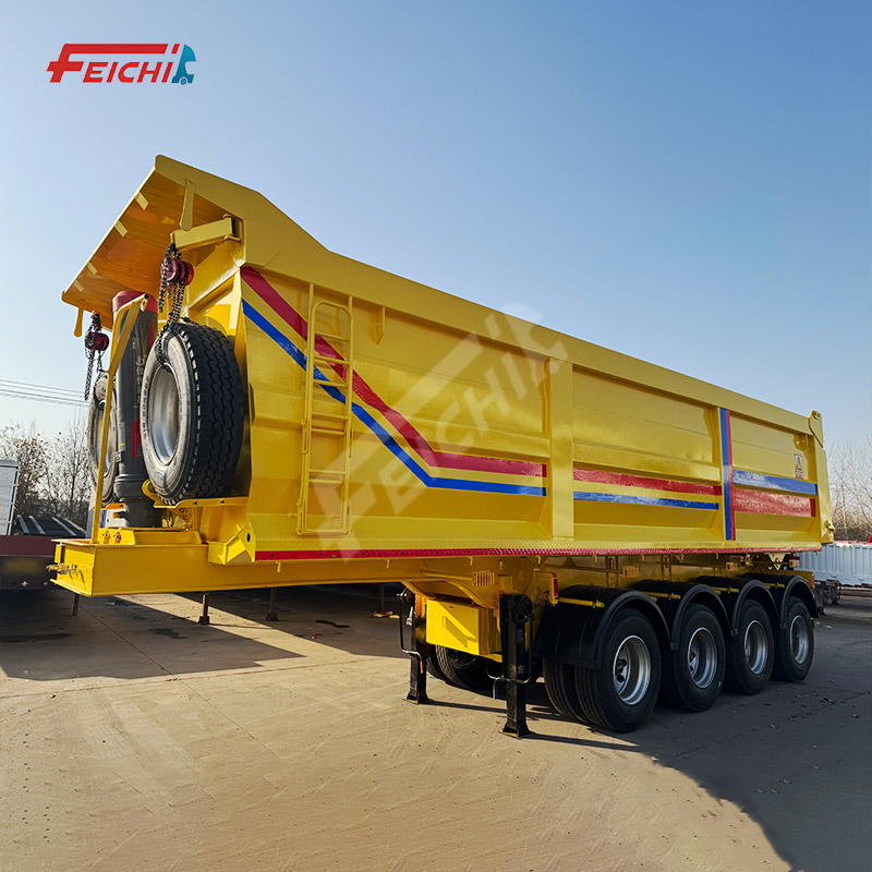 4 Axles Steel Dump Semi Trailer 80 Tons Transport Sand Stone Rear End Tipping Semi Trailer