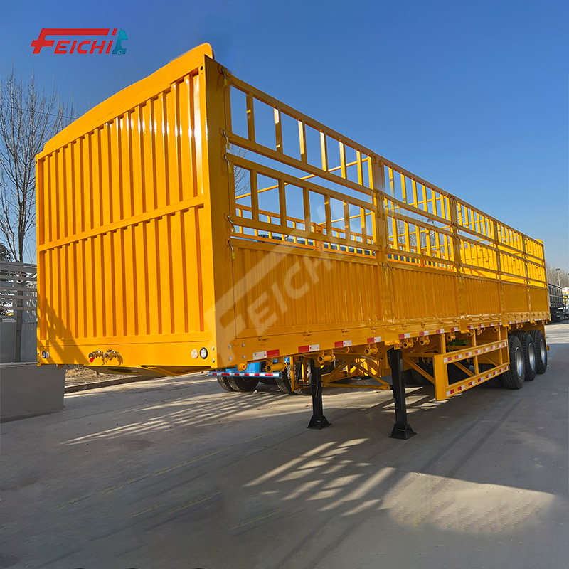 3 Axle 60ton Transporting Cargo Grain Bulk Carbon Steel Sidewall Truck Trailer Side Wall Semi-Traile