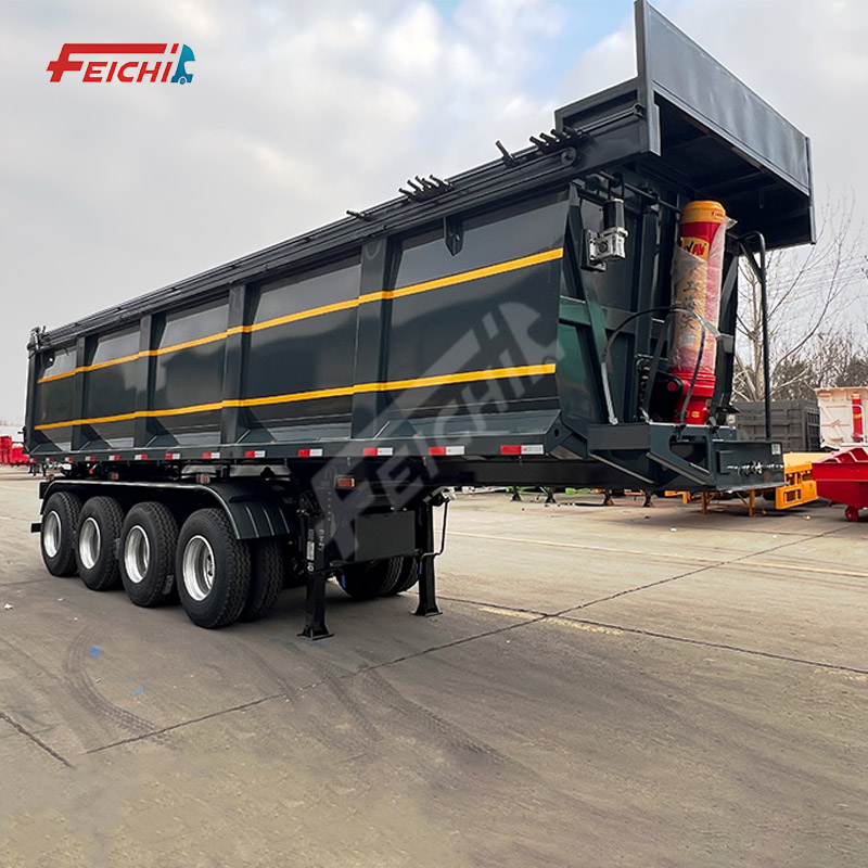 High-Capacity 4-Axle Rear Dump Semi Trailer 80 Tons Load Hydraulic Steel Dump Semi-Trailer