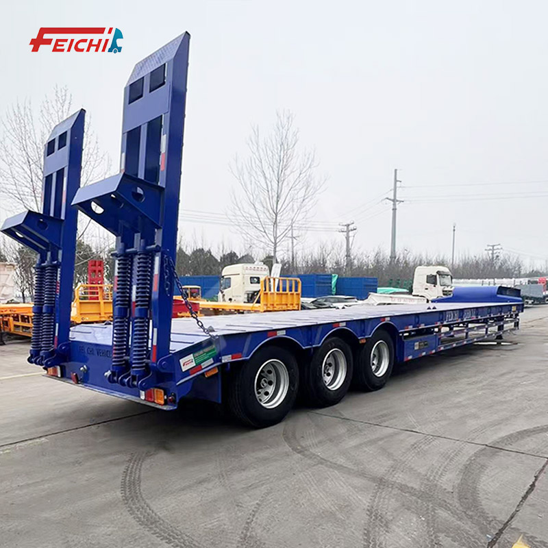 Customizable 3 Axle 60 Tons Lowboy Semi-Trailer Low Flatbed Semi Trailer Low Bed Trailer Semi-Traile