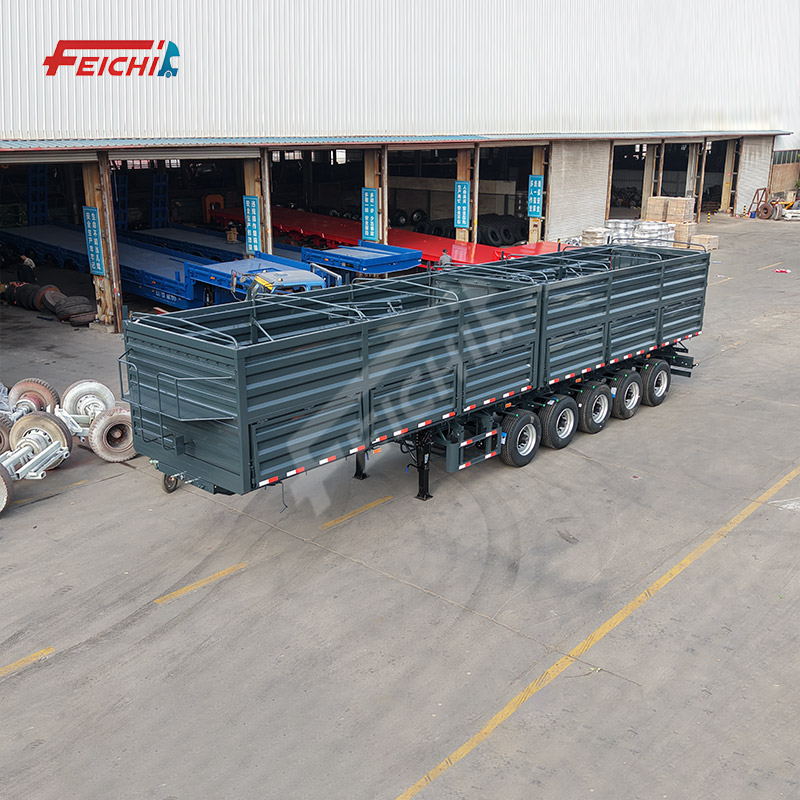 5 Axles Van Type Agricultural Grain Side Tipper Dump Semi Trailer European Standard Grain Trailers f