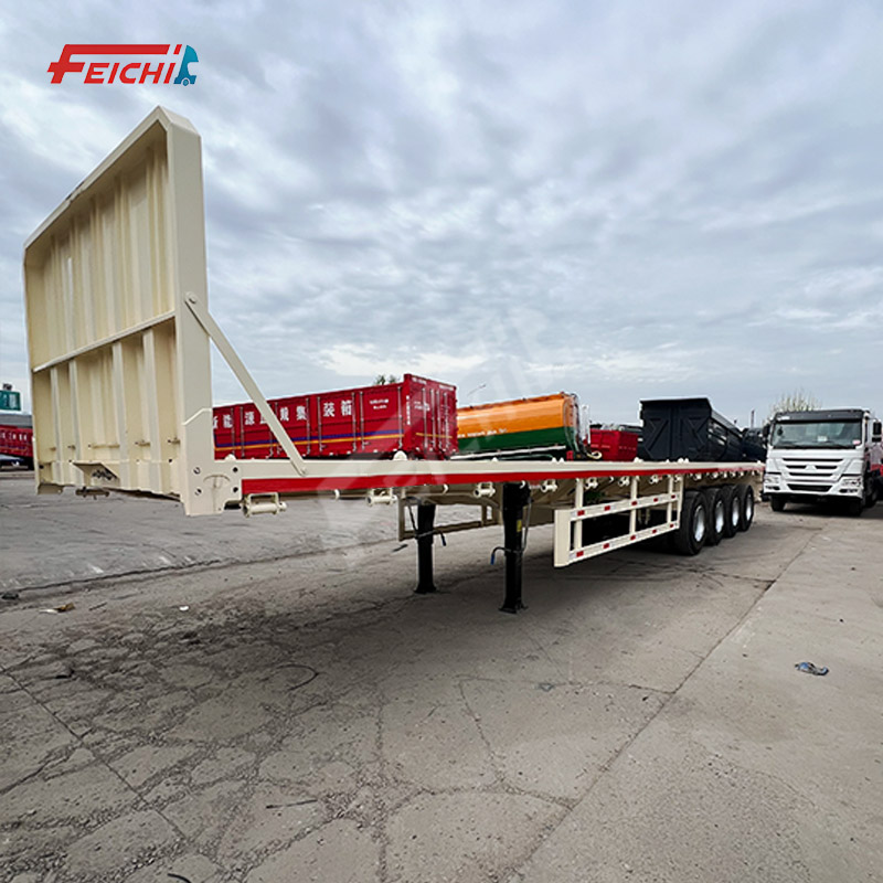 4-Axle Flatbed Semi-Trailer 12.5 M 60Tons Transport 20-Foot 40-Foot Container Flat Bed Semi Trailer