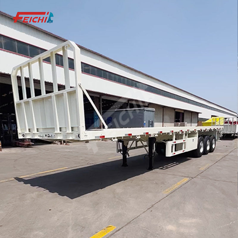 3 Axles Flatbed Semi-Trailer with 1.2m Front Board 80Ton Container Transport Flat Bed Semi Trailer