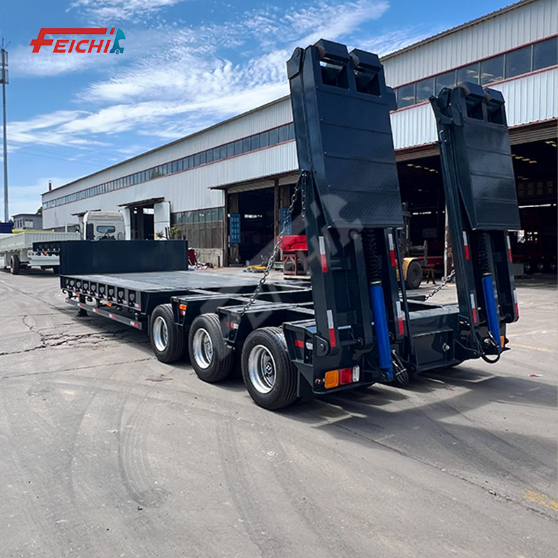 Heavy Haulage 3 Lines 6 Axles Gooseneck Lowboy Semi Trailer with Hydraulic Ramp Lowbed Semi Trailer