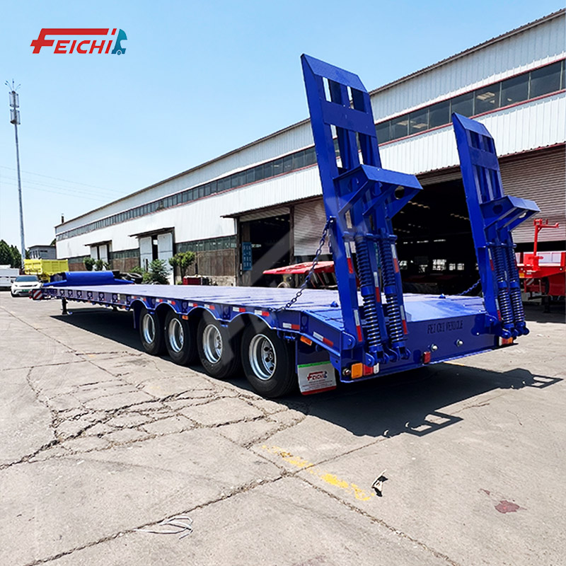 FeiChi Heavy Load 4 Axle Lowbed Semi-Trailer 100 Tons Low Bed Semi Trailer for Sale