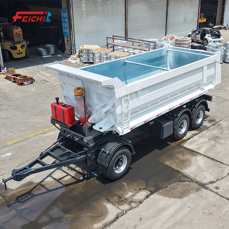 3-Axle Rear-Tipping Dump Trailer White Full-Trailer Dump Truck for Transporting Construction Soil Ag