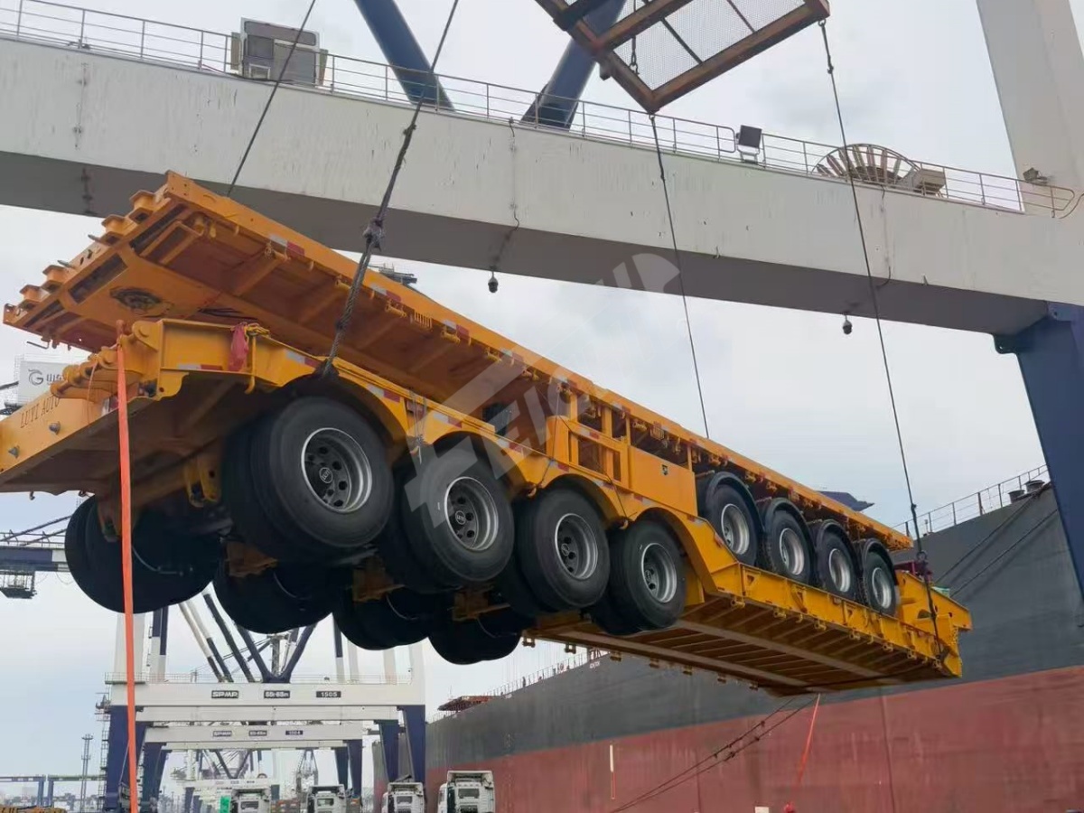 4-axis Flatbed/Gooseneck Lowbed Semi Trailer sent to Senegal
