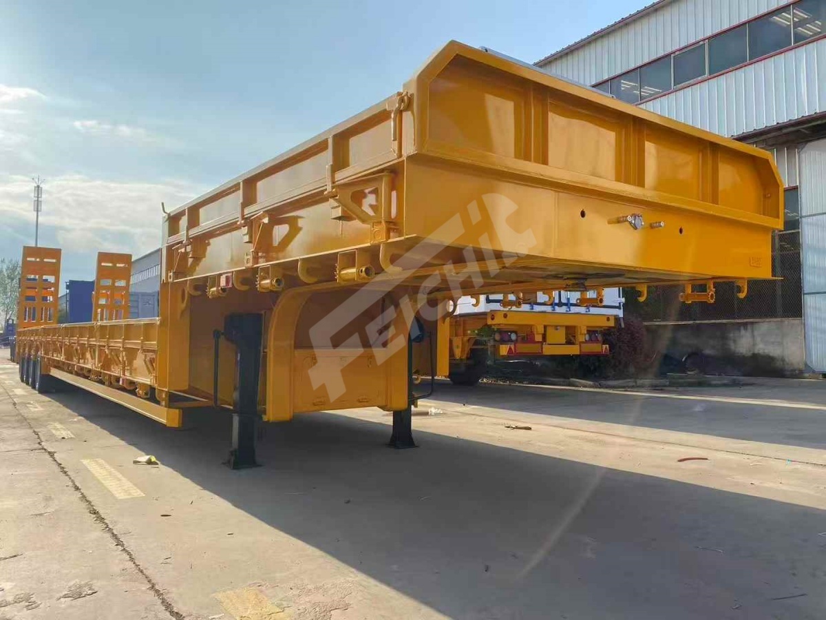 4-axle Gooseneck Lowbed Semi Trailer sent to Tanzania