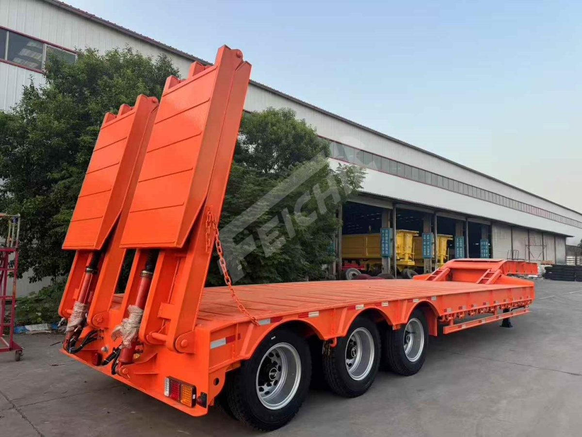 3-axle Gooseneck Lowbed Semi Trailer sent to Tunisia