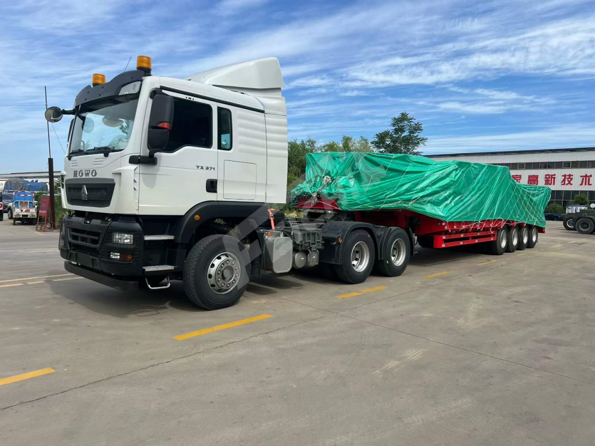 4-axle Gooseneck Lowbed Semi Trailer sent to Bahrain