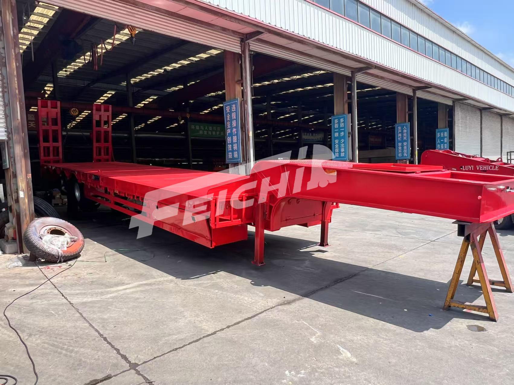 4-axle Goose neck Lowbed Semi Trailer sent to Malawi