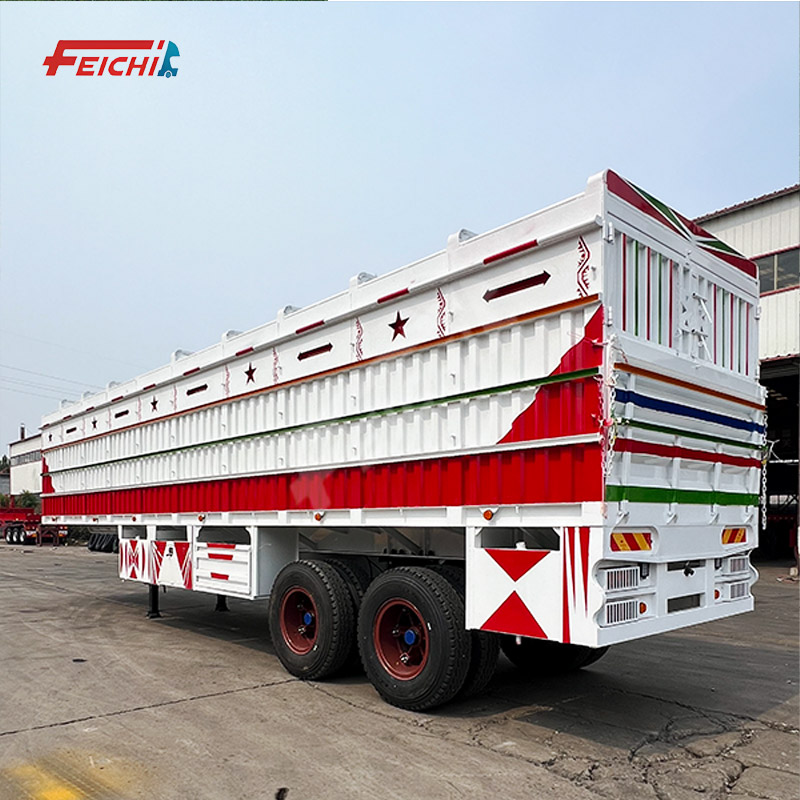 2 Axle Dropside Semi Trailer Heavy Load 60 Ton Side Wall Trailer For Bulk Goods Transportation
