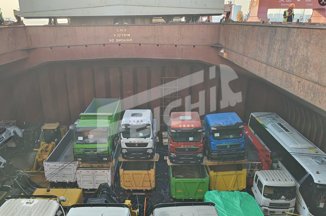 Two Tractor Units Loaded for Shipment to Mali