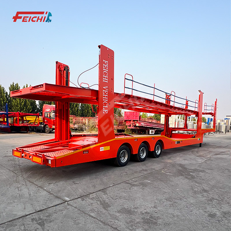 FEICHI 3 axle car carrier semi trailer 16m double deck hydraulic car transport semi trailer for seda