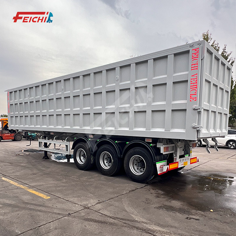 FEICHI 3 axle rear dump semi trailer 80 ton heavy duty tipper semi trailer for mining sand gravel bu